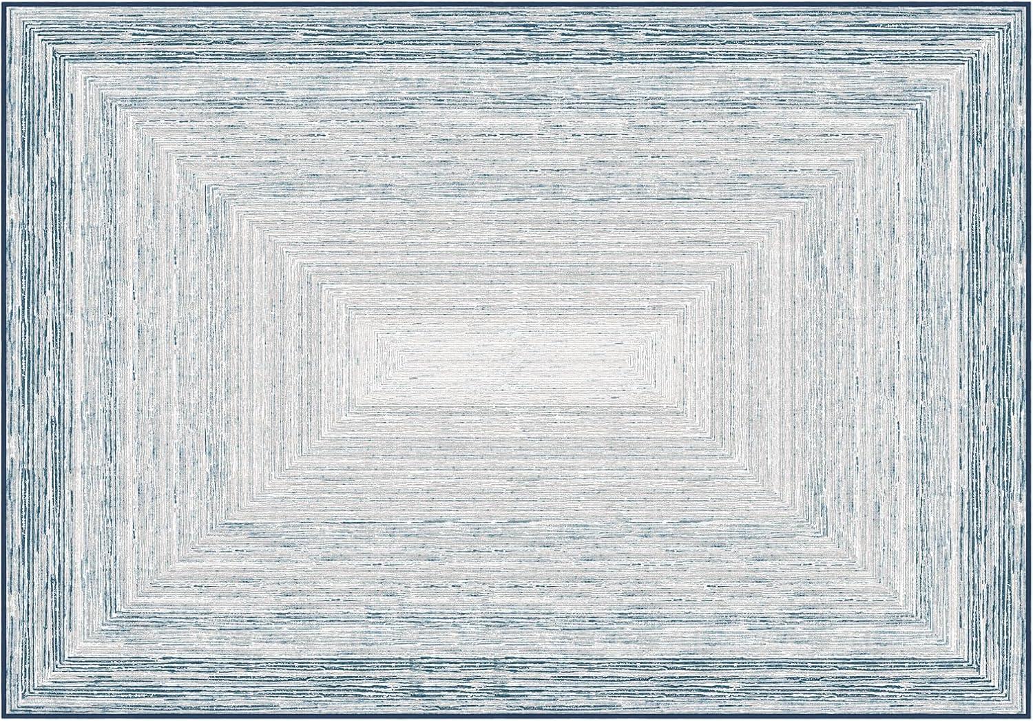 imagePhantoscope Modern Area Rug 9x12  Abstract Tribal Motif Geometric Blocks Pattern Washable NonSlip Rugs for Living Room Bedroom Dining Room Vintage LowPile Floor Carpet Warm TerracottaCreamCoastal BlueGrey