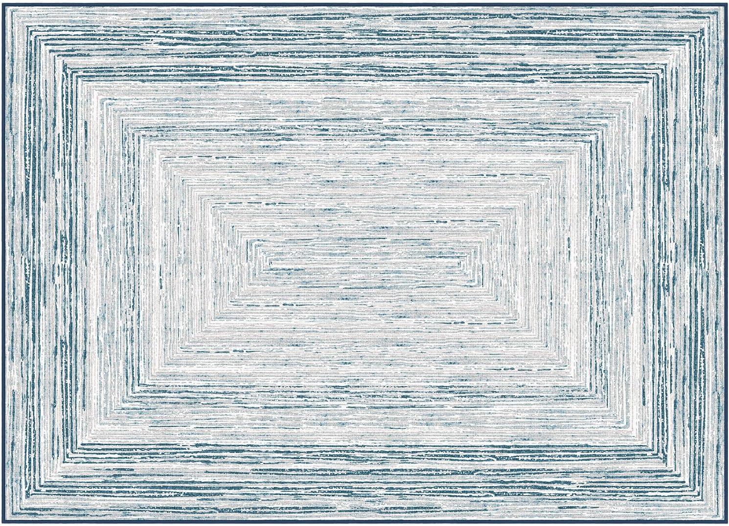 imagePhantoscope Modern Area Rug 9x12  Abstract Tribal Motif Geometric Blocks Pattern Washable NonSlip Rugs for Living Room Bedroom Dining Room Vintage LowPile Floor Carpet Warm TerracottaCreamCoastal BlueGrey