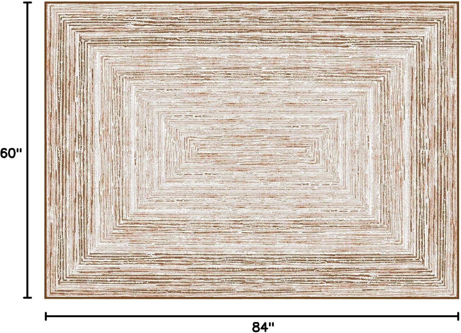 imagePhantoscope Modern Area Rug 9x12  Abstract Tribal Motif Geometric Blocks Pattern Washable NonSlip Rugs for Living Room Bedroom Dining Room Vintage LowPile Floor Carpet Warm TerracottaCreamNeutral BeigeRust