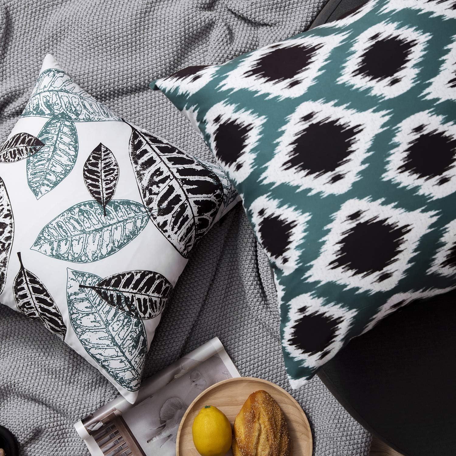 imagePhantoscope Set of 4 New Living Series Leaf Geometric Throw Decorative Velvet Pillow Cover Cushion Cover Christmas Green 18 x 18 inches 45 x 45 cmBlack