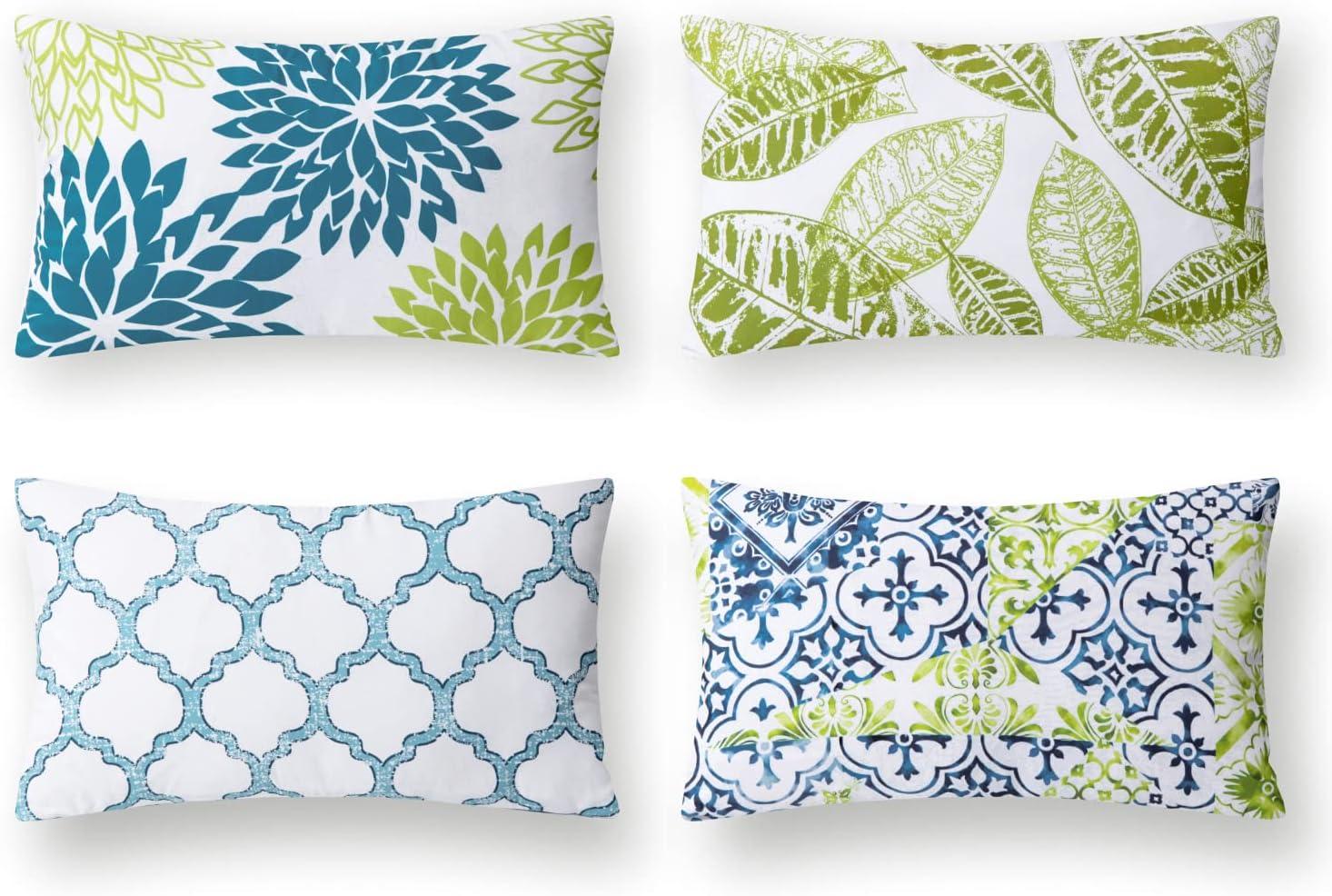 imagePhantoscope Set of 4 New Living Series Leaf Geometric Throw Decorative Velvet Pillow Cover Cushion Cover Christmas Green 18 x 18 inches 45 x 45 cmBlue