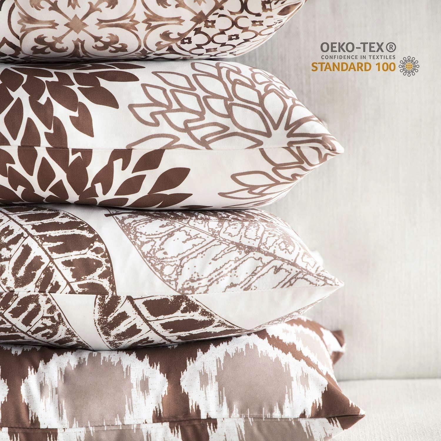 imagePhantoscope Set of 4 New Living Series Leaf Geometric Throw Decorative Velvet Pillow Cover Cushion Cover Christmas Green 18 x 18 inches 45 x 45 cmCaramel