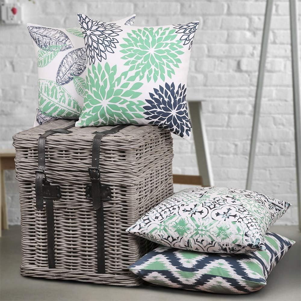 imagePhantoscope Set of 4 New Living Series Leaf Geometric Throw Decorative Velvet Pillow Cover Cushion Cover Christmas Green 18 x 18 inches 45 x 45 cmCyan