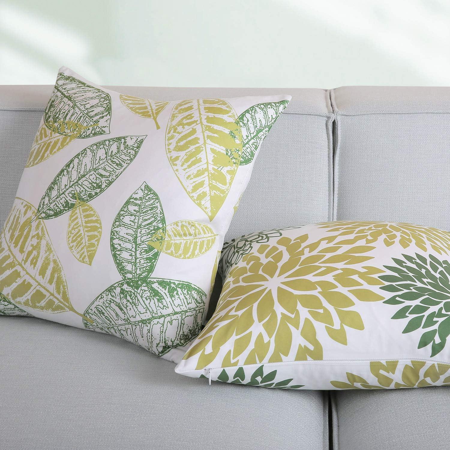 imagePhantoscope Set of 4 New Living Series Leaf Geometric Throw Decorative Velvet Pillow Cover Cushion Cover Christmas Green 18 x 18 inches 45 x 45 cmDark Green