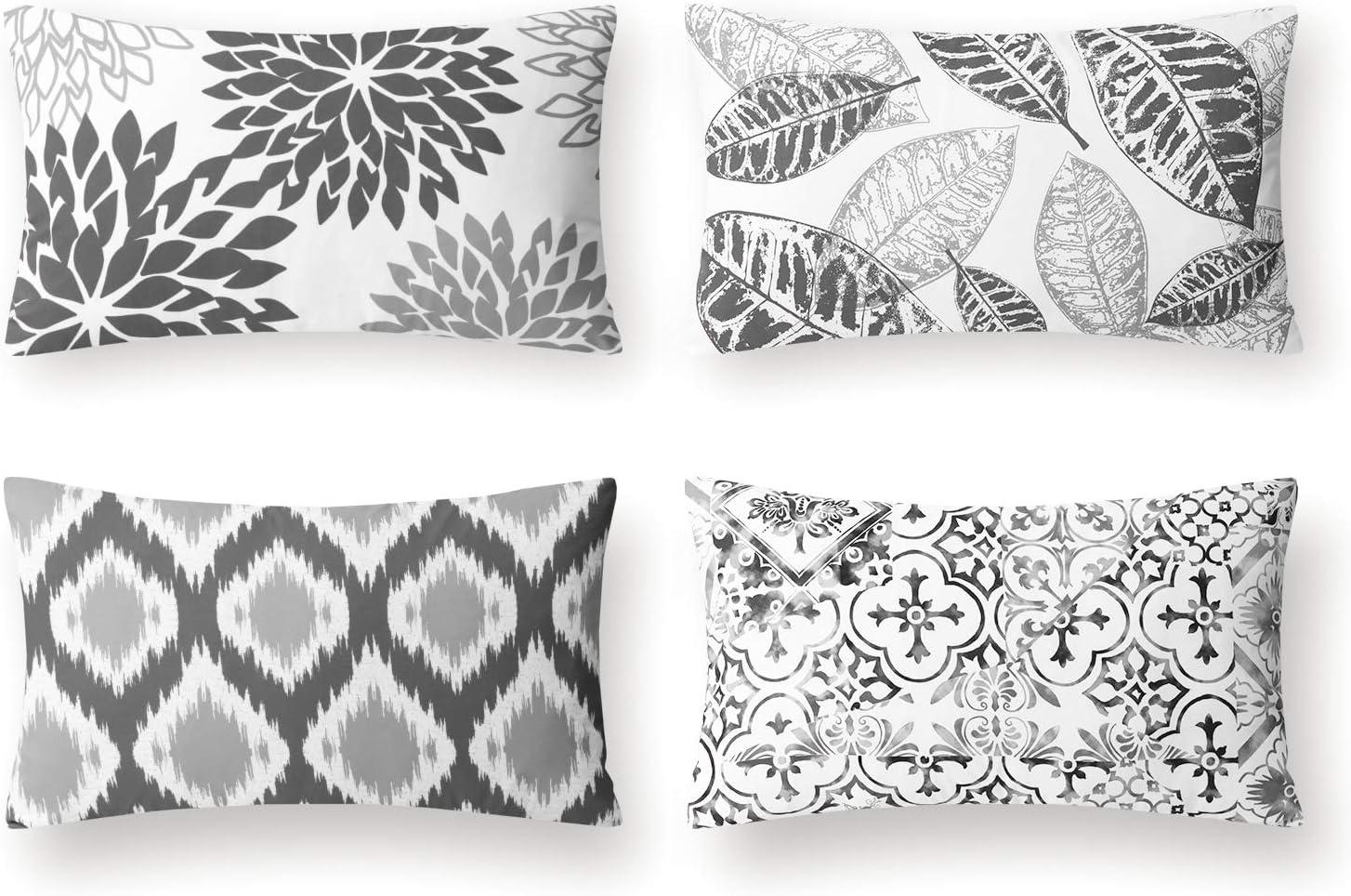 imagePhantoscope Set of 4 New Living Series Leaf Geometric Throw Decorative Velvet Pillow Cover Cushion Cover Christmas Green 18 x 18 inches 45 x 45 cmGrey