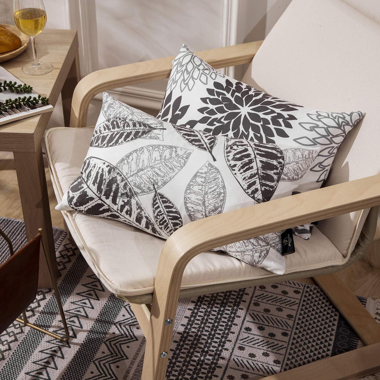 imagePhantoscope Set of 4 New Living Series Leaf Geometric Throw Decorative Velvet Pillow Cover Cushion Cover Christmas Green 18 x 18 inches 45 x 45 cmGrey