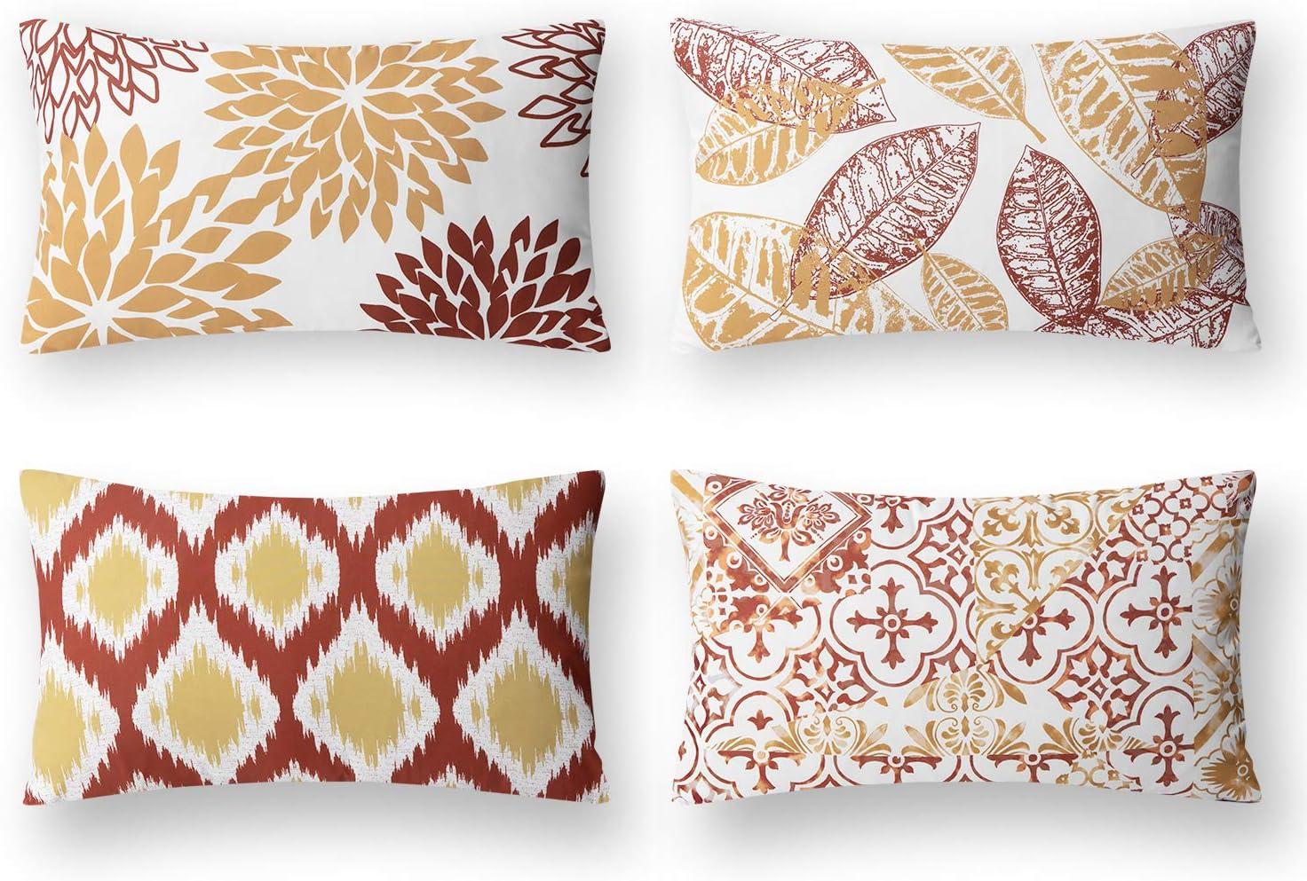 imagePhantoscope Set of 4 New Living Series Leaf Geometric Throw Decorative Velvet Pillow Cover Cushion Cover Christmas Green 18 x 18 inches 45 x 45 cmOrange
