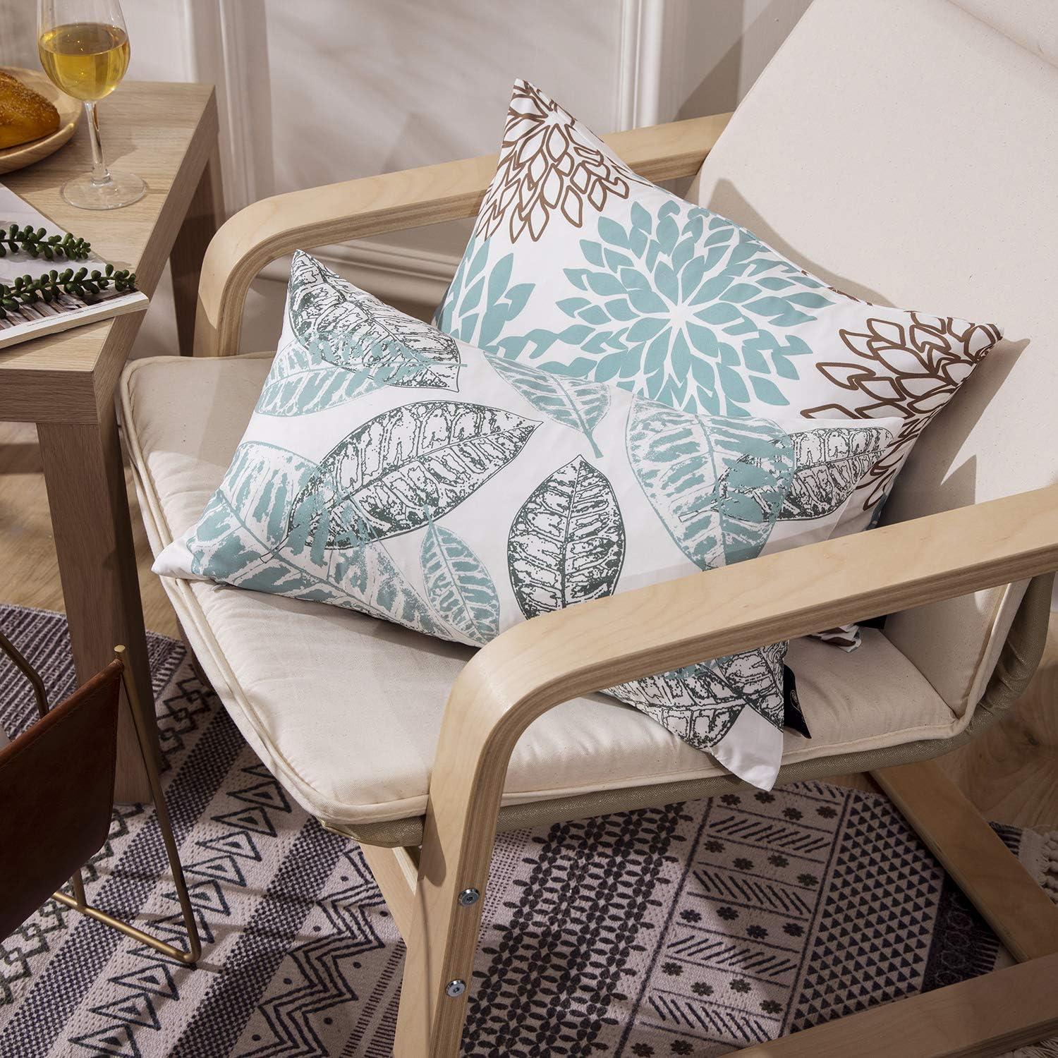 imagePhantoscope Set of 4 New Living Series Leaf Geometric Throw Decorative Velvet Pillow Cover Cushion Cover Christmas Green 18 x 18 inches 45 x 45 cmWater Blue