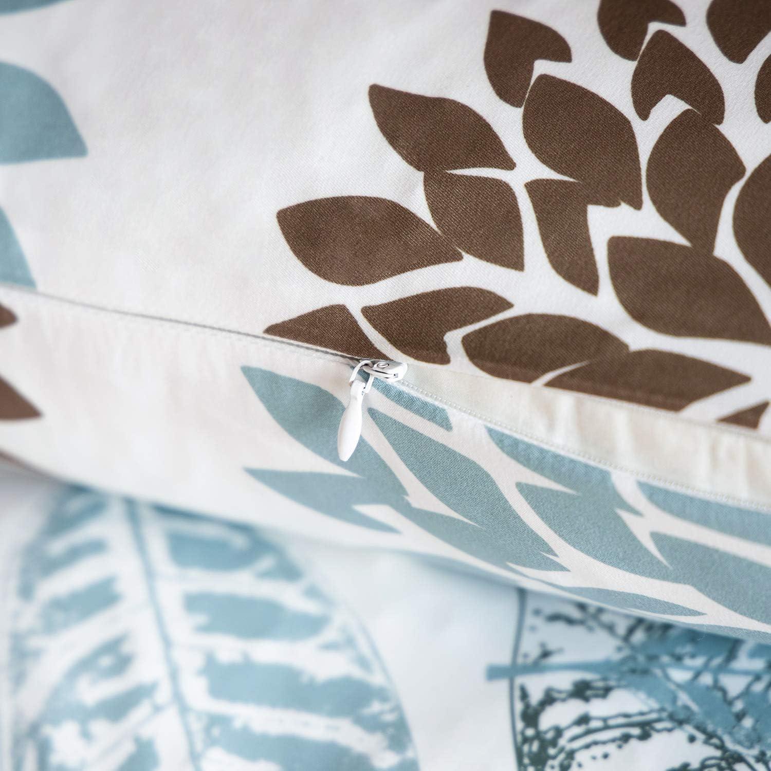 imagePhantoscope Set of 4 New Living Series Leaf Geometric Throw Decorative Velvet Pillow Cover Cushion Cover Christmas Green 18 x 18 inches 45 x 45 cmWater Blue