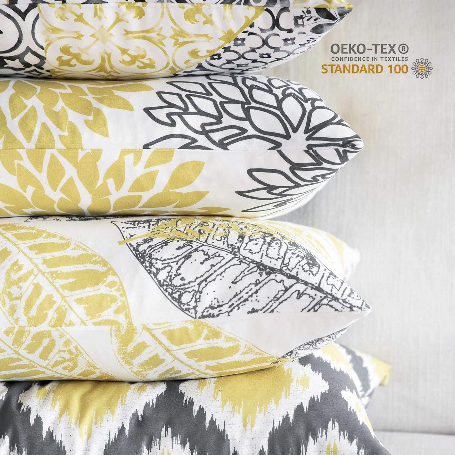 imagePhantoscope Set of 4 New Living Series Leaf Geometric Throw Decorative Velvet Pillow Cover Cushion Cover Christmas Green 18 x 18 inches 45 x 45 cmYellow