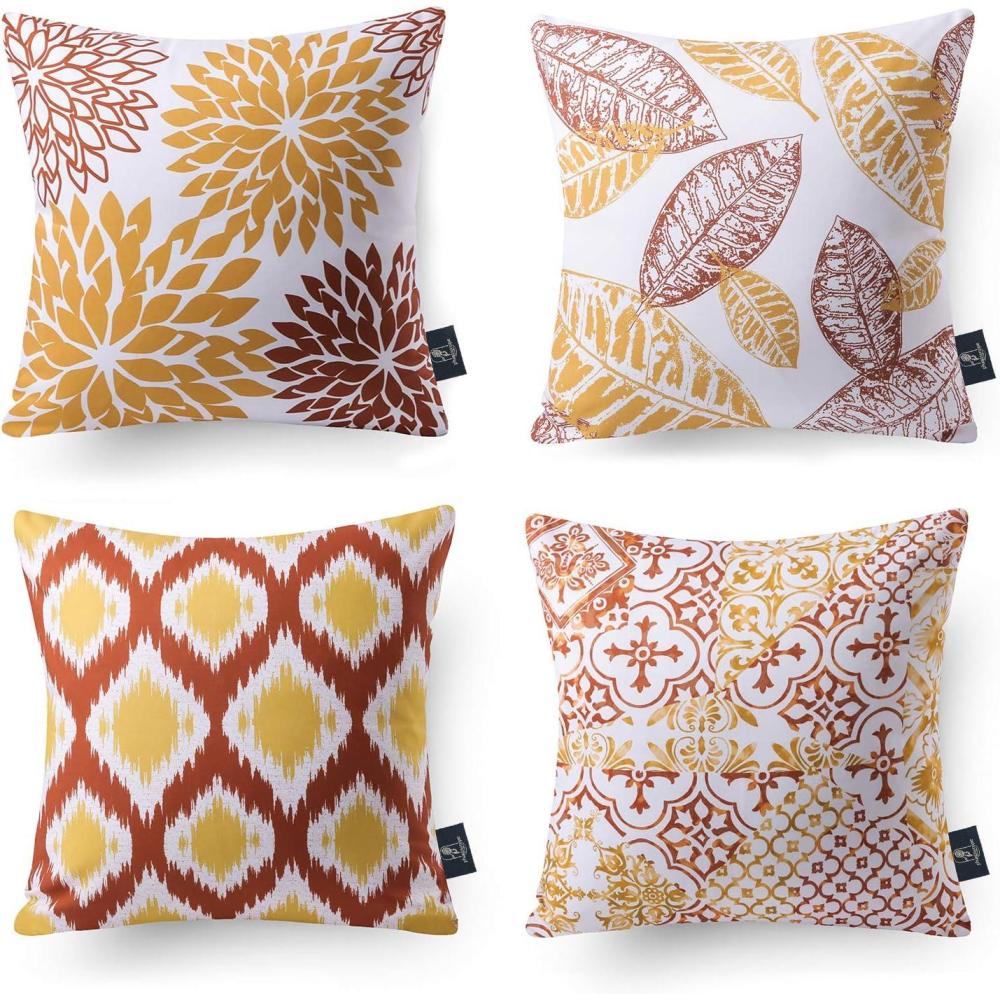 imagePhantoscope Set of 4 New Living Series Leaf Geometric Throw Decorative Velvet Pillow Cover Cushion Cover Christmas Green 18 x 18 inches 45 x 45 cmOrange