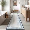 imagePhantoscope Modern Area Rug 9x12  Abstract Tribal Motif Geometric Blocks Pattern Washable NonSlip Rugs for Living Room Bedroom Dining Room Vintage LowPile Floor Carpet Warm TerracottaCreamCoastal BlueGrey