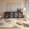 imagePhantoscope Modern Area Rug 9x12  Abstract Tribal Motif Geometric Blocks Pattern Washable NonSlip Rugs for Living Room Bedroom Dining Room Vintage LowPile Floor Carpet Warm TerracottaCreamWarm TerracottaCream