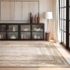 imagePhantoscope Modern Area Rug 9x12  Abstract Tribal Motif Geometric Blocks Pattern Washable NonSlip Rugs for Living Room Bedroom Dining Room Vintage LowPile Floor Carpet Warm TerracottaCreamNeutral BeigeRust