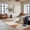 imagePhantoscope Modern Area Rug 9x12  Abstract Tribal Motif Geometric Blocks Pattern Washable NonSlip Rugs for Living Room Bedroom Dining Room Vintage LowPile Floor Carpet Warm TerracottaCreamWarm TerracottaCream