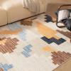 imagePhantoscope Modern Area Rug 9x12  Abstract Tribal Motif Geometric Blocks Pattern Washable NonSlip Rugs for Living Room Bedroom Dining Room Vintage LowPile Floor Carpet Warm TerracottaCreamWarm TerracottaCream