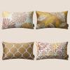 imagePhantoscope Set of 4 New Living Series Leaf Geometric Throw Decorative Velvet Pillow Cover Cushion Cover Christmas Green 18 x 18 inches 45 x 45 cmBeigeGold