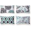 imagePhantoscope Set of 4 New Living Series Leaf Geometric Throw Decorative Velvet Pillow Cover Cushion Cover Christmas Green 18 x 18 inches 45 x 45 cmBlack