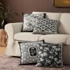 imagePhantoscope Set of 4 New Living Series Leaf Geometric Throw Decorative Velvet Pillow Cover Cushion Cover Christmas Green 18 x 18 inches 45 x 45 cmBlack and Grey