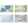 imagePhantoscope Set of 4 New Living Series Leaf Geometric Throw Decorative Velvet Pillow Cover Cushion Cover Christmas Green 18 x 18 inches 45 x 45 cmBlue