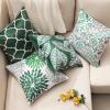 imagePhantoscope Set of 4 New Living Series Leaf Geometric Throw Decorative Velvet Pillow Cover Cushion Cover Christmas Green 18 x 18 inches 45 x 45 cmChristmas Green