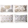 imagePhantoscope Set of 4 New Living Series Leaf Geometric Throw Decorative Velvet Pillow Cover Cushion Cover Christmas Green 18 x 18 inches 45 x 45 cmCoffee