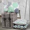imagePhantoscope Set of 4 New Living Series Leaf Geometric Throw Decorative Velvet Pillow Cover Cushion Cover Christmas Green 18 x 18 inches 45 x 45 cmCyan