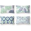 imagePhantoscope Set of 4 New Living Series Leaf Geometric Throw Decorative Velvet Pillow Cover Cushion Cover Christmas Green 18 x 18 inches 45 x 45 cmCyan