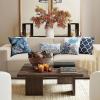 imagePhantoscope Set of 4 New Living Series Leaf Geometric Throw Decorative Velvet Pillow Cover Cushion Cover Christmas Green 18 x 18 inches 45 x 45 cmDark Blue