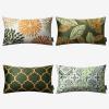 imagePhantoscope Set of 4 New Living Series Leaf Geometric Throw Decorative Velvet Pillow Cover Cushion Cover Christmas Green 18 x 18 inches 45 x 45 cmMustardOlive