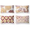 imagePhantoscope Set of 4 New Living Series Leaf Geometric Throw Decorative Velvet Pillow Cover Cushion Cover Christmas Green 18 x 18 inches 45 x 45 cmOrange