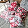imagePhantoscope Set of 4 New Living Series Leaf Geometric Throw Decorative Velvet Pillow Cover Cushion Cover Christmas Green 18 x 18 inches 45 x 45 cmRed