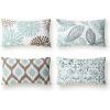 imagePhantoscope Set of 4 New Living Series Leaf Geometric Throw Decorative Velvet Pillow Cover Cushion Cover Christmas Green 18 x 18 inches 45 x 45 cmWater Blue