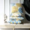 imagePhantoscope Set of 4 New Living Series Leaf Geometric Throw Decorative Velvet Pillow Cover Cushion Cover Christmas Green 18 x 18 inches 45 x 45 cmYellow and Blue