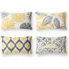 imagePhantoscope Set of 4 New Living Series Leaf Geometric Throw Decorative Velvet Pillow Cover Cushion Cover Christmas Green 18 x 18 inches 45 x 45 cmYellow