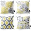 imagePhantoscope Set of 4 New Living Series Leaf Geometric Throw Decorative Velvet Pillow Cover Cushion Cover Christmas Green 18 x 18 inches 45 x 45 cmYellow