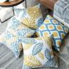imagePhantoscope Set of 4 New Living Series Leaf Geometric Throw Decorative Velvet Pillow Cover Cushion Cover Christmas Green 18 x 18 inches 45 x 45 cmYellow and Blue