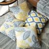 imagePhantoscope Set of 4 New Living Series Leaf Geometric Throw Decorative Velvet Pillow Cover Cushion Cover Christmas Green 18 x 18 inches 45 x 45 cmYellow
