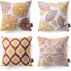 imagePhantoscope Set of 4 New Living Series Leaf Geometric Throw Decorative Velvet Pillow Cover Cushion Cover Christmas Green 18 x 18 inches 45 x 45 cmOrange
