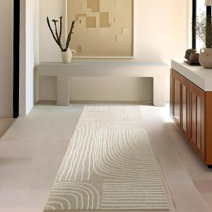 imagePhantoscope Modern Area Rug 9x12  Abstract Tribal Motif Geometric Blocks Pattern Washable NonSlip Rugs for Living Room Bedroom Dining Room Vintage LowPile Floor Carpet Warm TerracottaCreamBeigeIvory Line