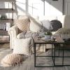 imagePhantoscope 100 Cotton Handmade Crochet Woven Boho Throw Pillow Farmhouse Pillow Insert Included Decorative Cushion for Couch Sofa Off White 18 x 18 inchesGinger