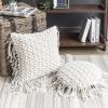imagePhantoscope 100 Cotton Handmade Crochet Woven Boho Throw Pillow Farmhouse Pillow Insert Included Decorative Cushion for Couch Sofa Off White 18 x 18 inchesShell