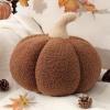 imagePhantoscope Teddy Fleece Pumpkin Throw Pillows Ultra Soft Sherpa Decorative Cute 3D Shaped Cushion Army Green 6 x 12 inchesBrown