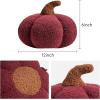 imagePhantoscope Teddy Fleece Pumpkin Throw Pillows Ultra Soft Sherpa Decorative Cute 3D Shaped Cushion Army Green 6 x 12 inchesDark Red