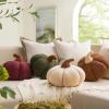 imagePhantoscope Teddy Fleece Pumpkin Throw Pillows Ultra Soft Sherpa Decorative Cute 3D Shaped Cushion Army Green 6 x 12 inchesDark Red