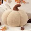 imagePhantoscope Teddy Fleece Pumpkin Throw Pillows Ultra Soft Sherpa Decorative Cute 3D Shaped Cushion Army Green 6 x 12 inchesOff  White