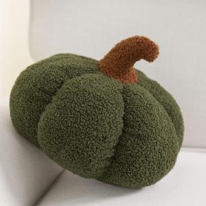 imagePhantoscope Teddy Fleece Pumpkin Throw Pillows Ultra Soft Sherpa Decorative Cute 3D Shaped Cushion Army Green 6 x 12 inchesArmy Green