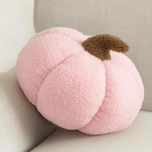 imagePhantoscope Teddy Fleece Pumpkin Throw Pillows Ultra Soft Sherpa Decorative Cute 3D Shaped Cushion Army Green 6 x 12 inchesBlush Pink