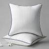 imagePhantoscope 18x18 Pillow Inserts Set of 2 Throw Pillow Insert with Striped 100 Cotton Cover Fluffy Square Decorative Throw Pillows for Couch with PipingWhite