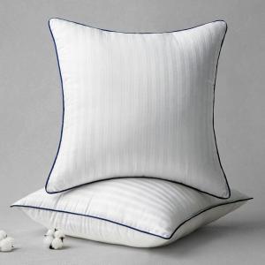 imagePhantoscope 18x18 Pillow Inserts Set of 2 Throw Pillow Insert with Striped 100 Cotton Cover Fluffy Square Decorative Throw Pillows for Couch with PipingWhite